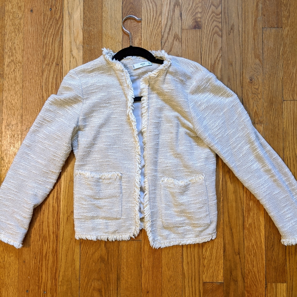 Mango fringe sweater blazer - size small